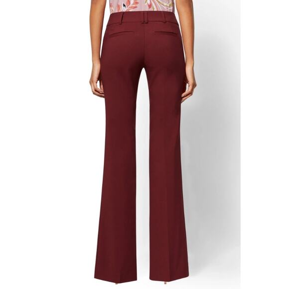 New York & Company Stretch Pants Size 16 Petite Maroon Straight Leg - Picture 2 of 6